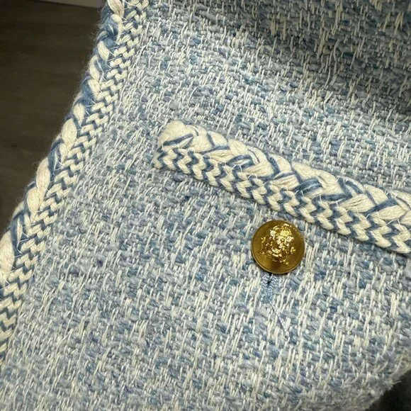 Celine Blue Tweed Wool Blend Jacket - Picture 6 of 9